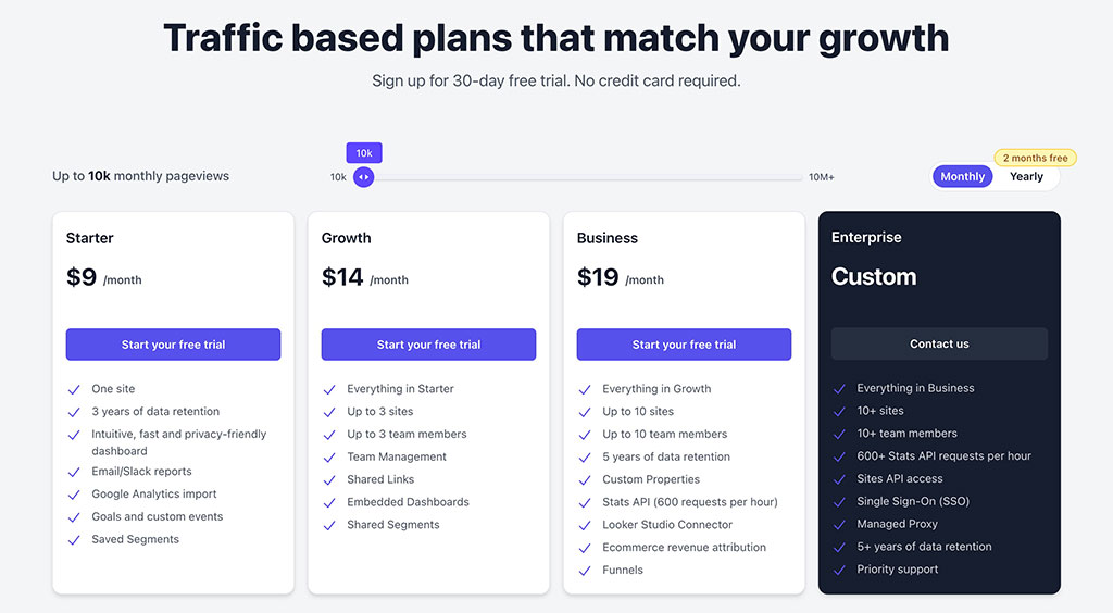 Pricing page