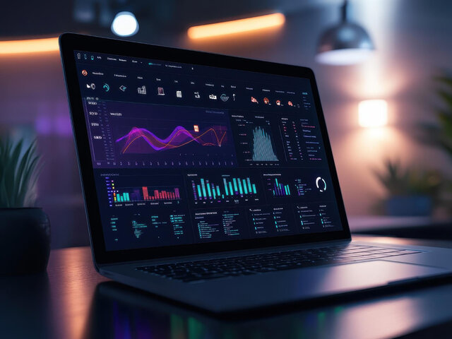 Real-time analytics dashboard in dark mode showing live data